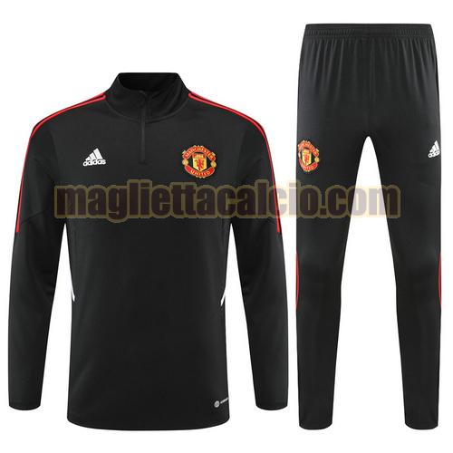 giacca sportiva con mezza zip nero manchester united uomo 2022-2023