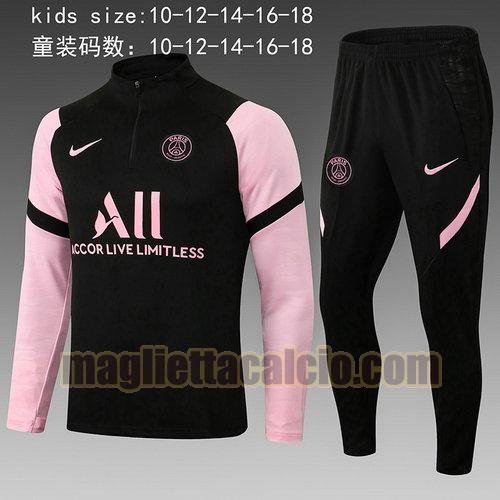 giacca sportiva con mezza zip paris saint germain bambino nero rosa 2022-2023