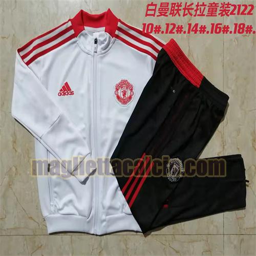 giacca sportiva con zip a poco prezzo manchester united bambino bianco 2021-2022