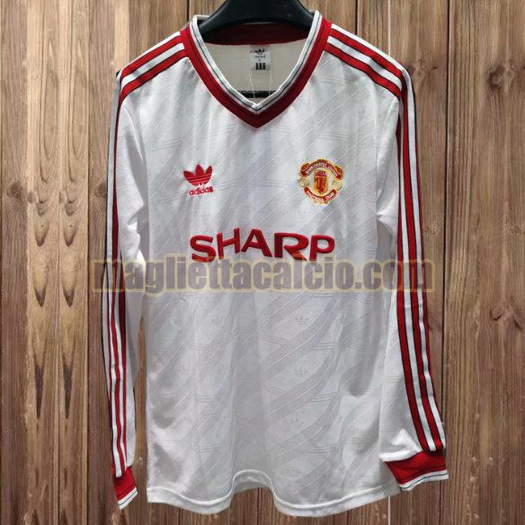 maglia manica lunga manchester united bianca seconda 1986-1988