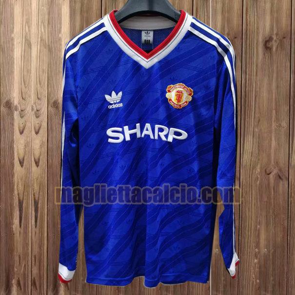 maglia manica lunga manchester united blu terza 1986-1988