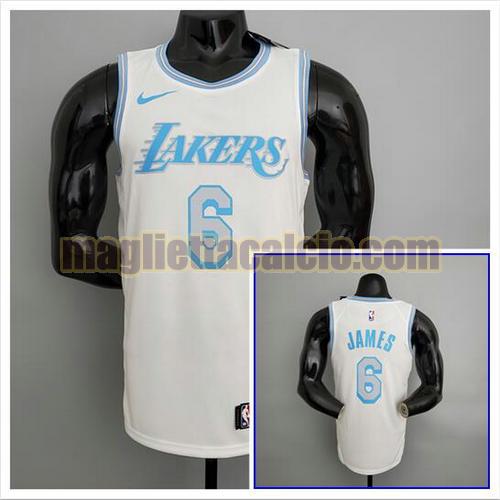 maglia poco prezzo uomo james 2021 retro los angeles lakers bianco 6