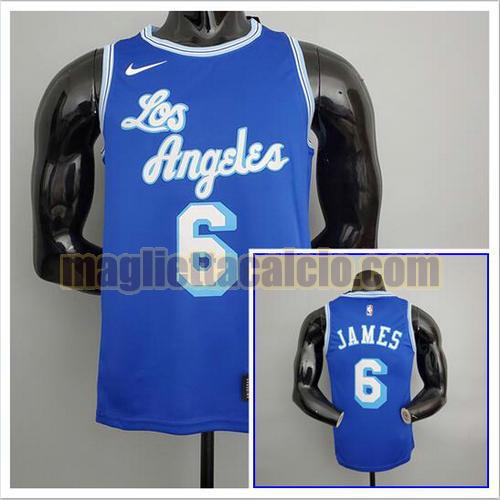 maglia poco prezzo uomo james 2021 retro los angeles lakers blu 6