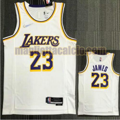 maglia poco prezzo uomo james 21-22 75° anniversario los angeles lakers bianco 23