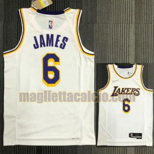 maglia poco prezzo uomo james 21-22 75° anniversario los angeles lakers bianco 6