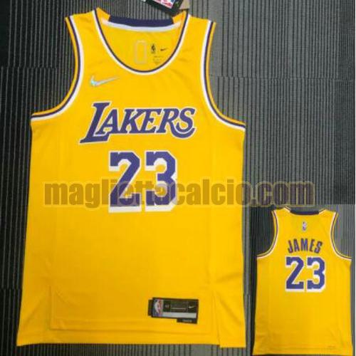 maglia poco prezzo uomo james 21-22 75° anniversario los angeles lakers giallo 23