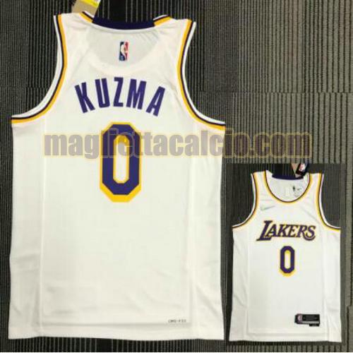 maglia poco prezzo uomo kuzma 21-22 75° anniversario los angeles lakers bianco 0