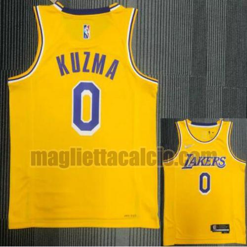 maglia poco prezzo uomo kuzma 21-22 75° anniversario los angeles lakers giallo 0