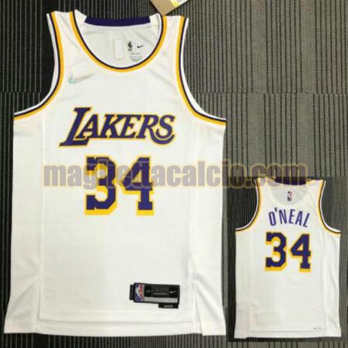 maglia poco prezzo uomo o'neal 21-22 75° anniversario los angeles lakers bianco 34