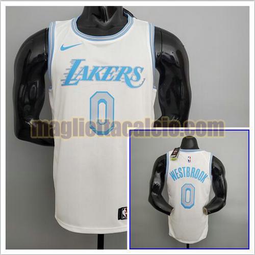 maglia poco prezzo uomo westbrook 2021 retro los angeles lakers bianco 0