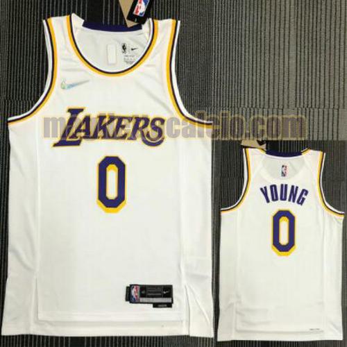 maglia poco prezzo uomo young 21-22 75° anniversario los angeles lakers bianco 0