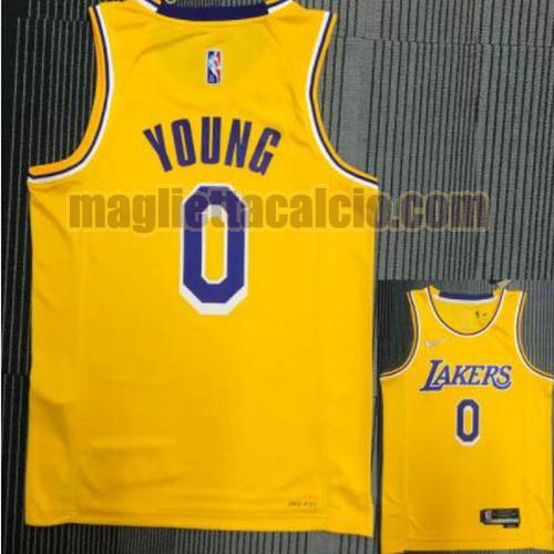 maglia poco prezzo uomo young 21-22 75° anniversario los angeles lakers giallo 0