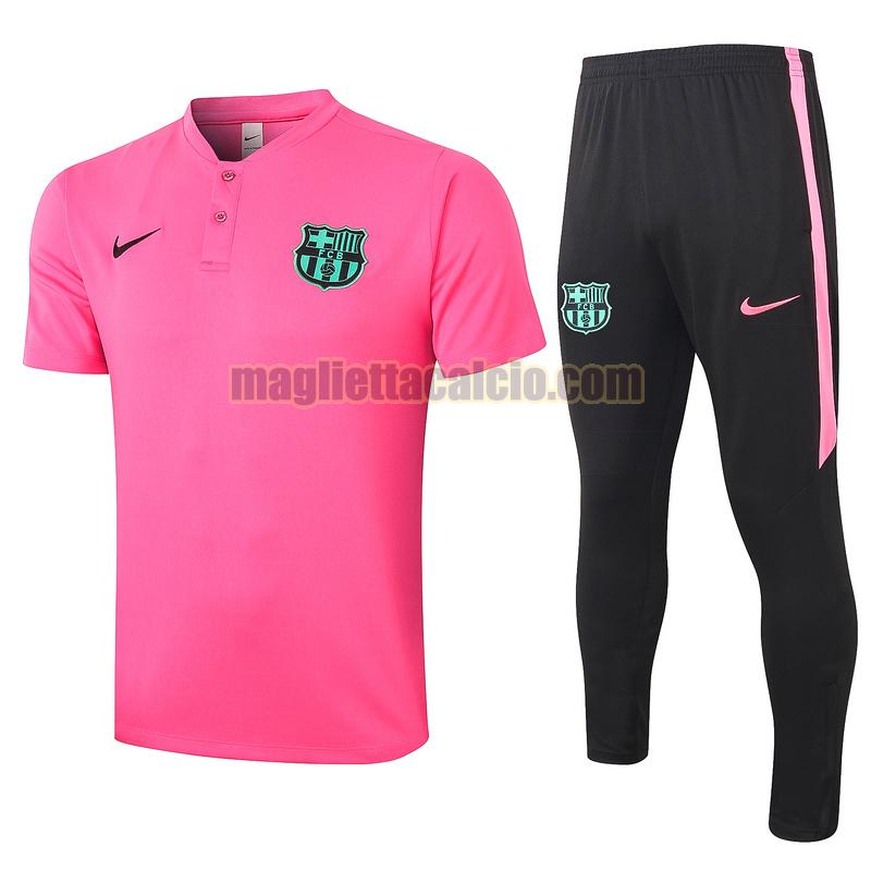 maglia polo calcio completo barcellona uomo rosa 2020-2021