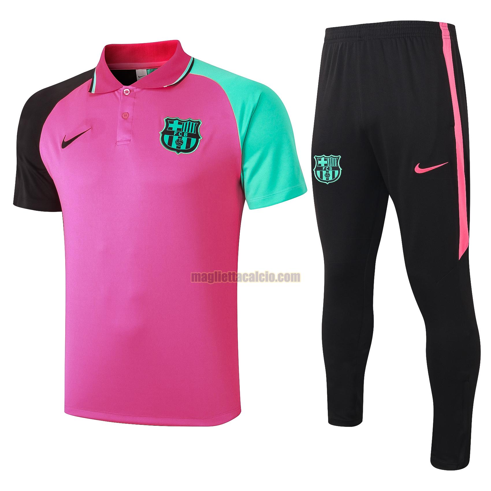 maglia polo calcio completo barcellona uomo rosa nero verde 2020-2021