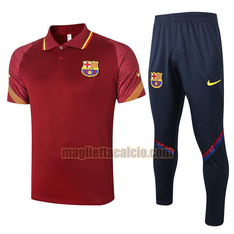 maglia polo calcio completo barcellona uomo rosso 2020-2021