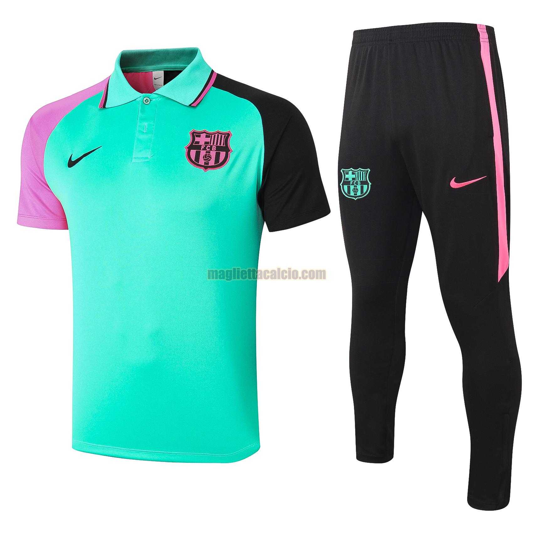 maglia polo calcio completo barcellona uomo verde nero rosa 2020-2021