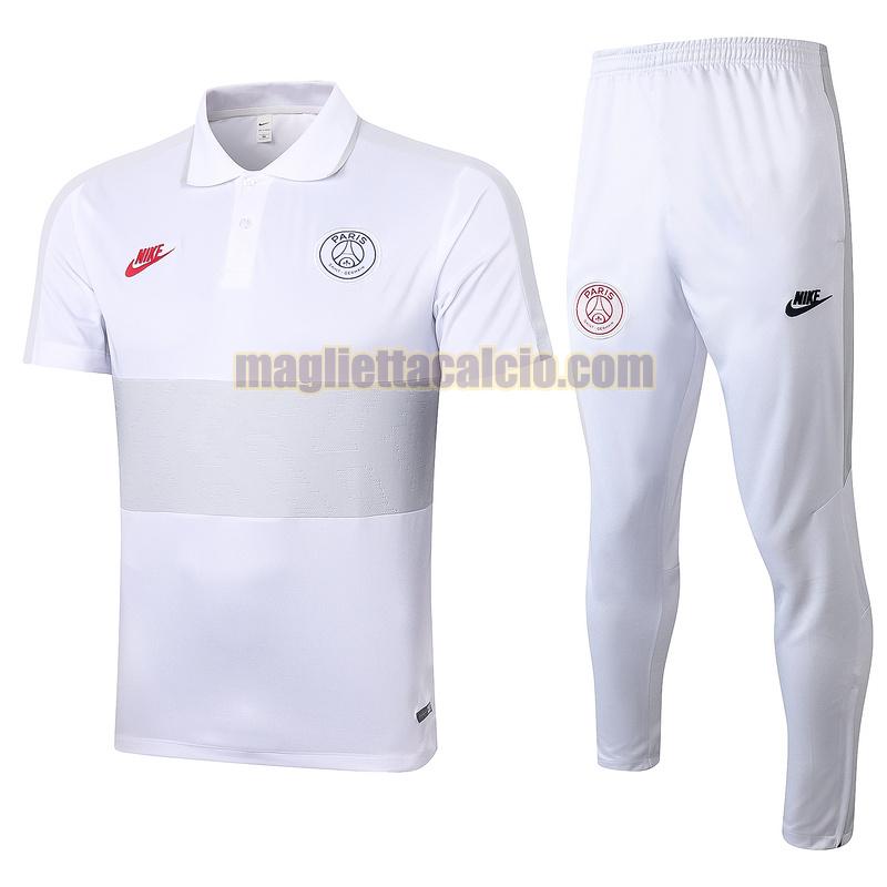 maglia polo calcio completo paris saint germain uomo bianco grigio 2020-2021