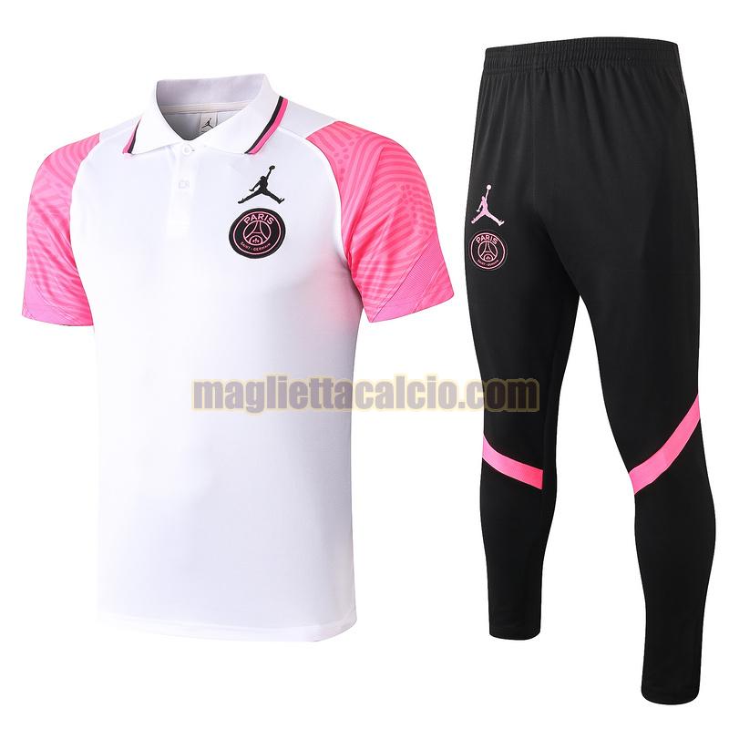 maglia polo calcio completo paris saint germain uomo bianco rosa 2020-2021