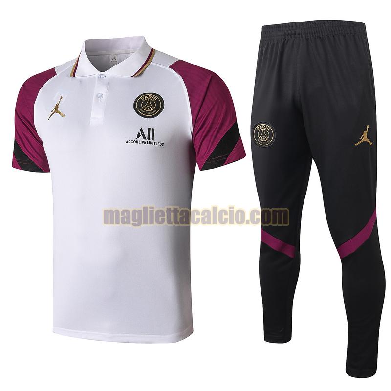 maglia polo calcio completo paris saint germain uomo bianco viola 2020-2021