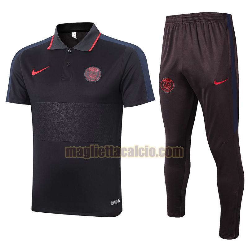 maglia polo calcio completo paris saint germain uomo nero grigio 2020-2021