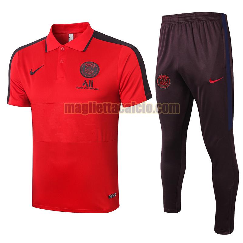 maglia polo calcio completo paris saint germain uomo rosso nero 2020-2021