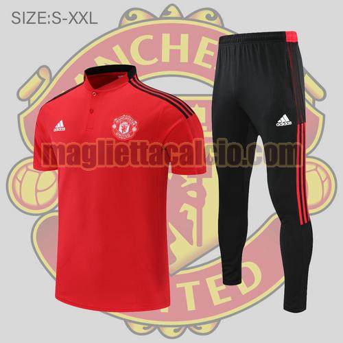 maglia polo calcio rosso manchester united uomo 2022-2023