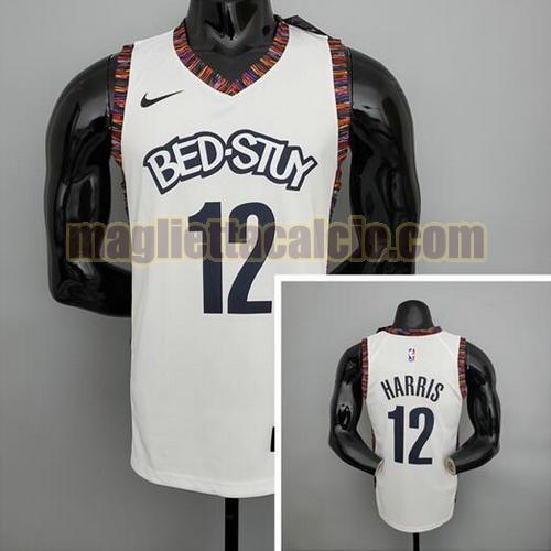 maglia uomo harris versione città brooklyn nets bianco 12