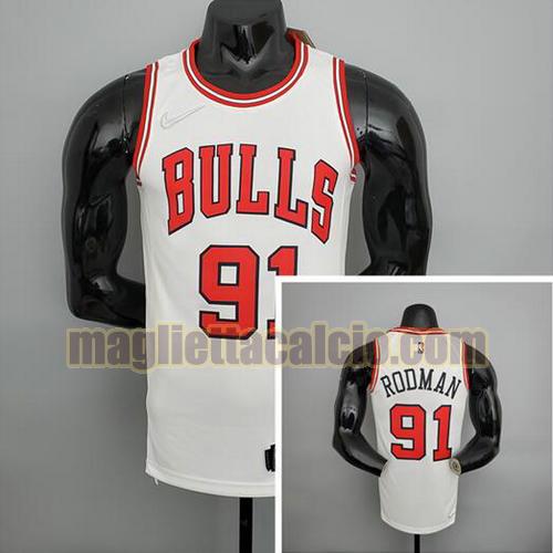 maglia uomo rodman 75° anniversario chicago bulls bianco 91