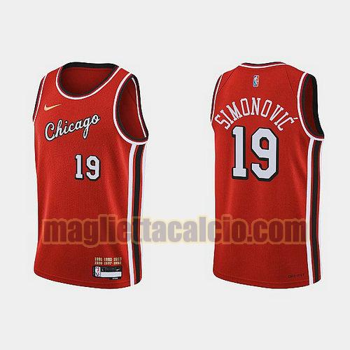 maglia uomo simonovic 2022 city edition 75th anniversary edition chicago bulls rosso 19