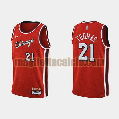 maglia uomo thomas 2022 city edition 75th anniversary edition chicago bulls rosso 21