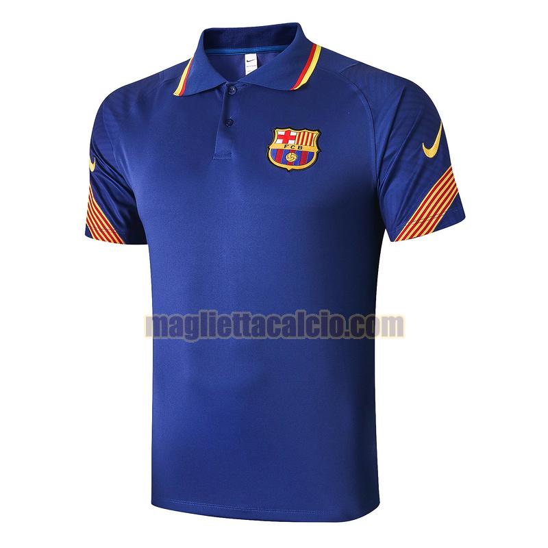 magliette polo calcio barcellona uomo blu 2020-2021