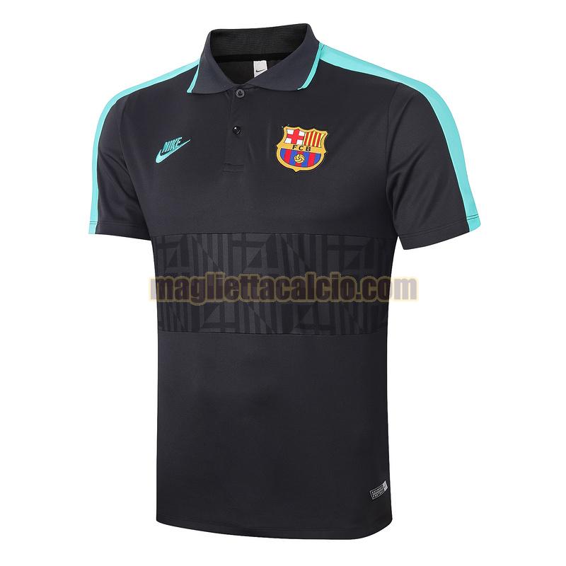 magliette polo calcio barcellona uomo nero 2020-2021