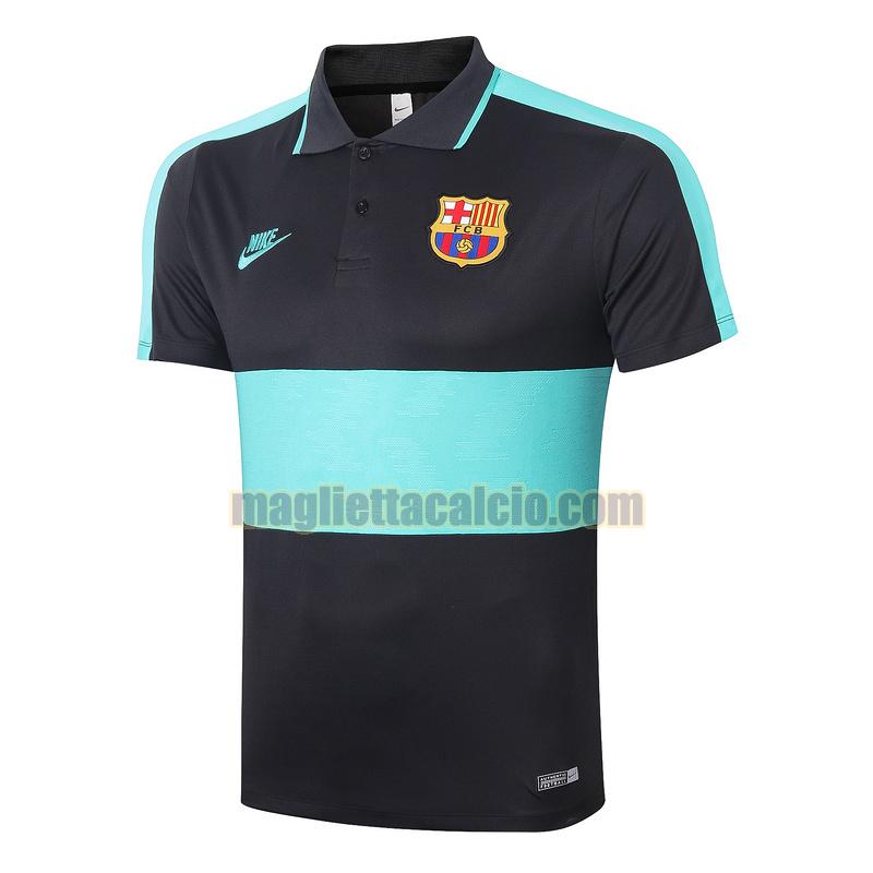 magliette polo calcio barcellona uomo nero verde 2020-2021