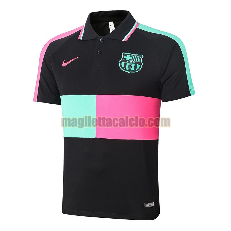 magliette polo calcio barcellona uomo nero verde rosa 2020-2021