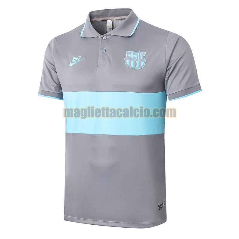 magliette polo calcio barcellona uomo verde grigio 2020-2021