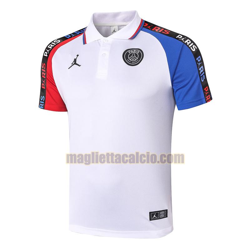 magliette polo calcio paris saint germain uomo bianca rosso blu 2020-2021