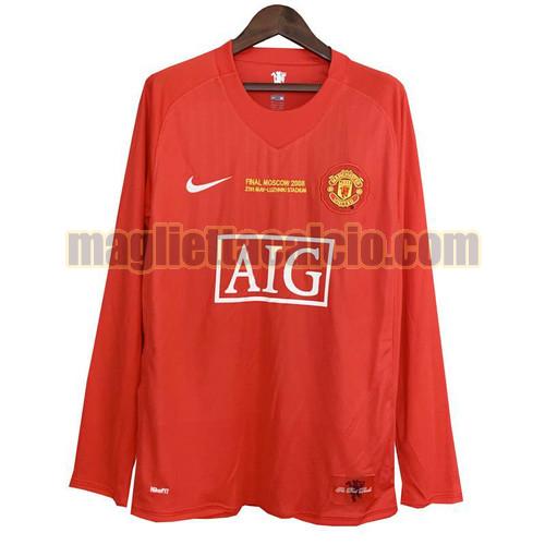 manica lunga maglia prima manchester united uomo 2007-2008