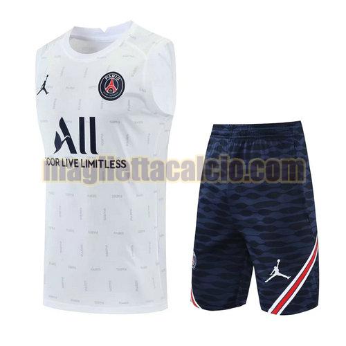 pantaloncini + canotta paris saint germain uomo bianco 2022-2023