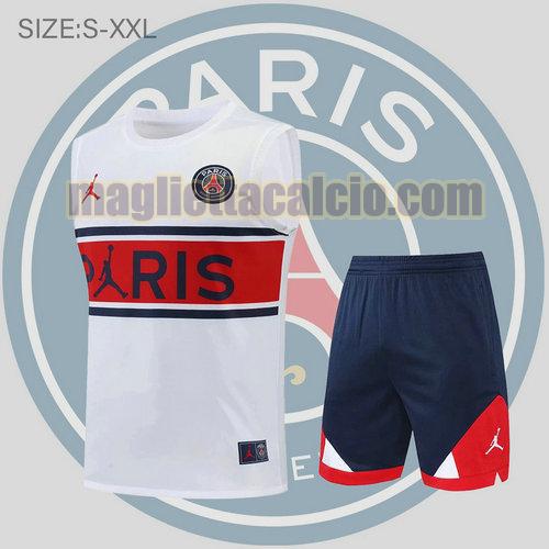 pantaloncini + canotta paris saint germain uomo striscia rossa bianca 2022-2023