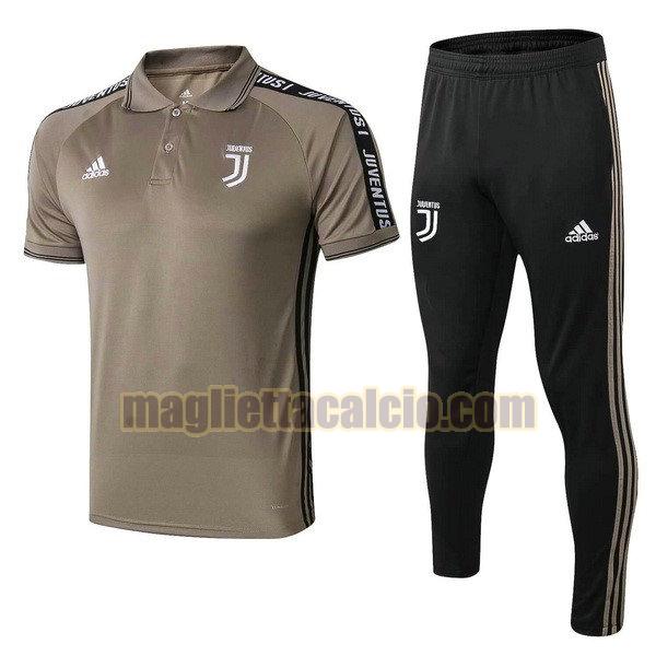 polo completo juventus uomo marrone e nero 2019-2020