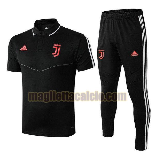 polo completo juventus uomo nero rosso 2019-20