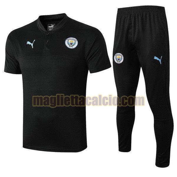 polo completo manchester city uomo nero 2019-2020