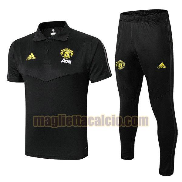 polo completo manchester united uomo nero giallo 2019-2020